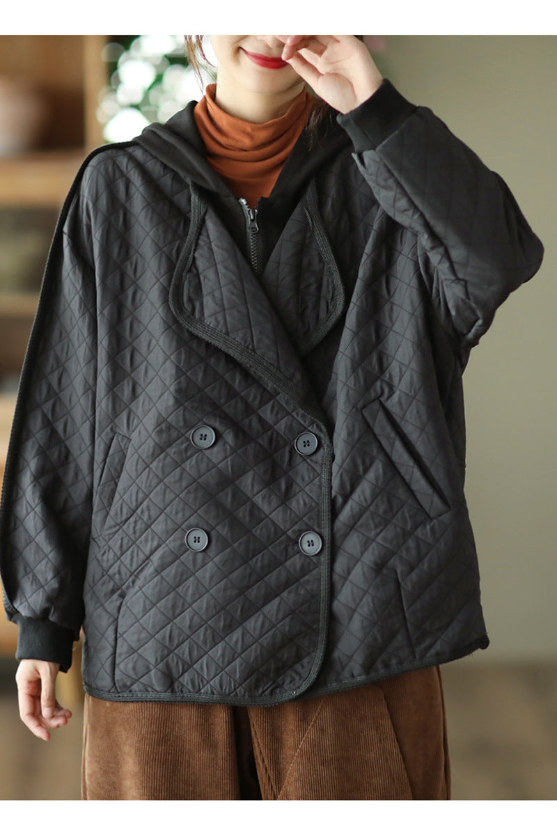 Retro Double Breasted Fake Two Piece Coat