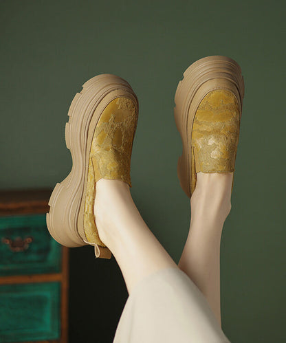 European and American Style Yellow Platform Loafers Shoes