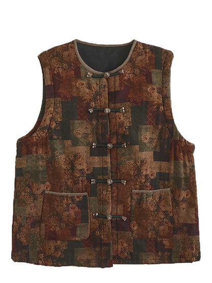 Artsy Ethni Print Frog Waistcoat