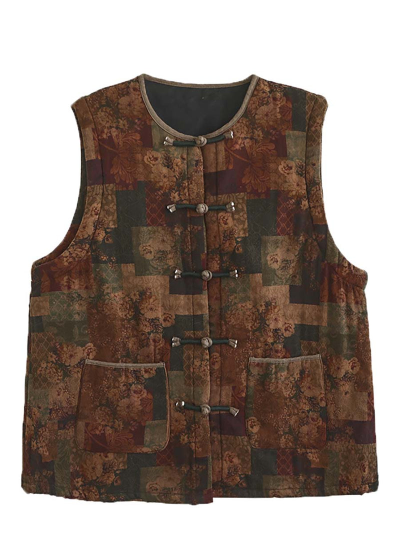 Artsy Ethni Print Frog Waistcoat
