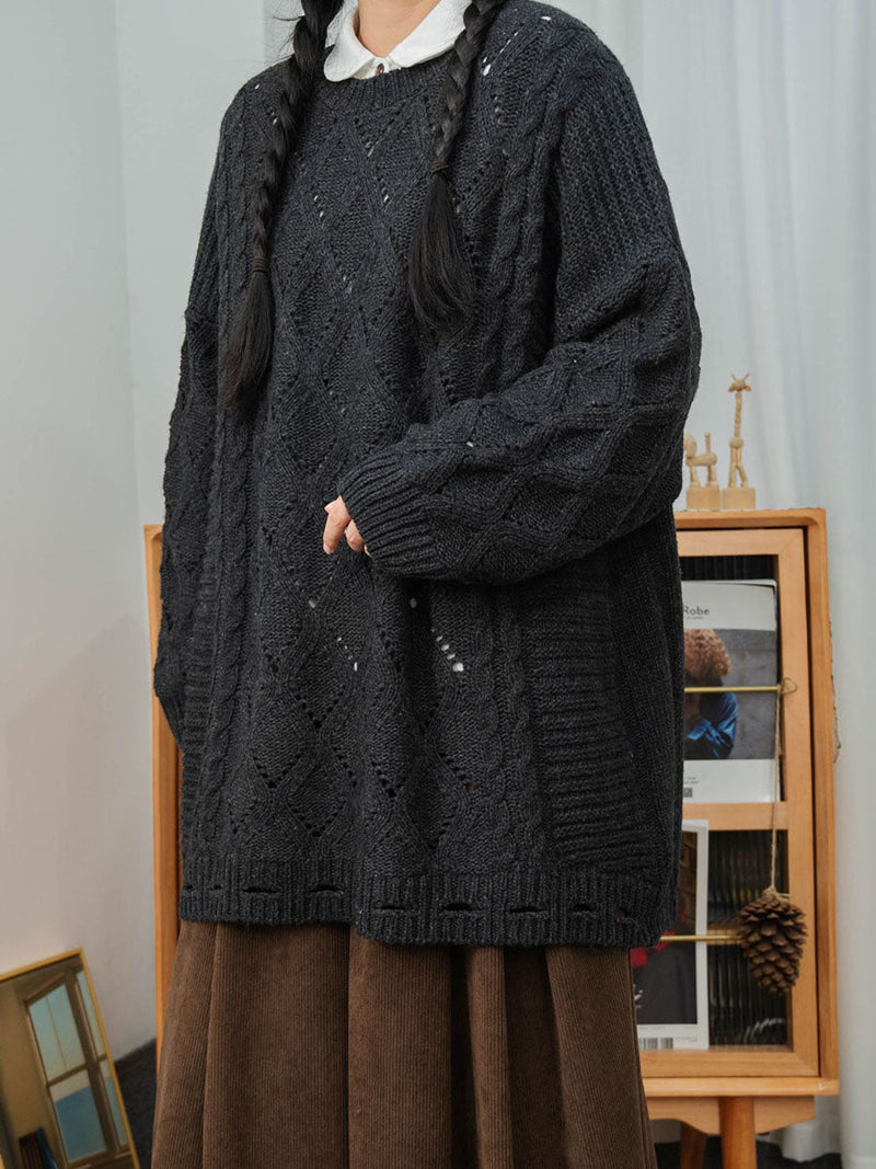 Winter Artsy Rhomboids Knitted Loose Sweater