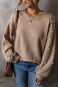 Carolina® | Beaded sweater with dropped shoulder and crew neck