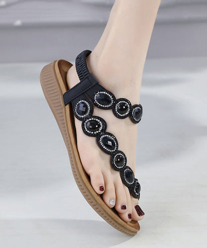 Apricot Zircon Patchwork Flip Flops Sandals