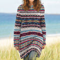 Vintage Fairman Island Tribal Pattern Cozy Sweater Dress elevenforest