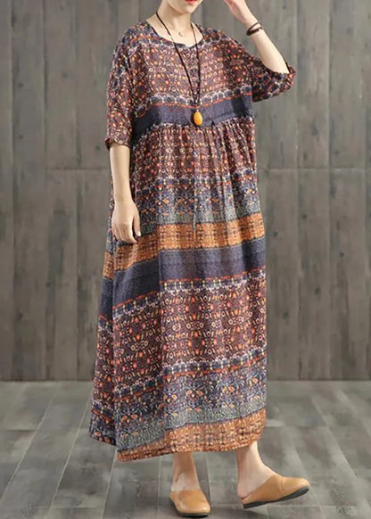 Blended Wardrobes Drops Design Retro Print Washed Comfortable Loose Dress