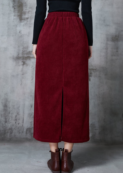 Mulberry Side Open Corduroy Wraped Skirt Spring