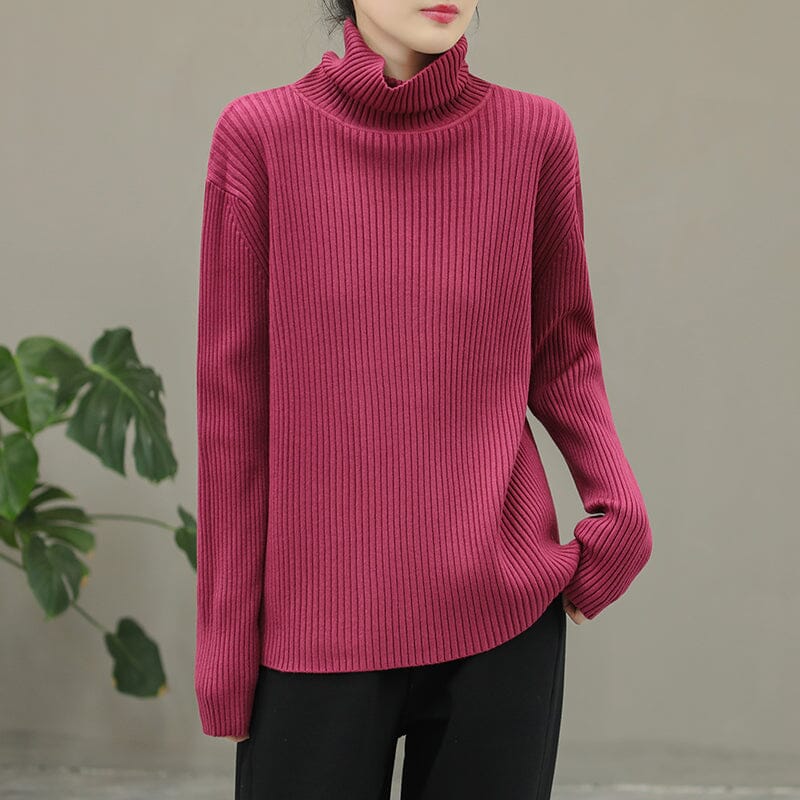 Stripe Knitted Turtleneck Winter Sweater