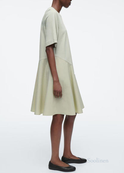 Light Green Patchwork Cotton Day Dress Summer