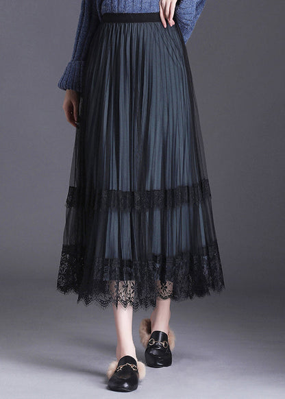Blue Tulle Patchwork a Line Fall Wear on Both Sides Skirt