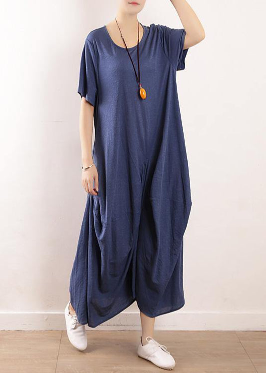 Diy Blue Asymmetric Design Linen Dress Asymmetric Traveling Summer Dresses