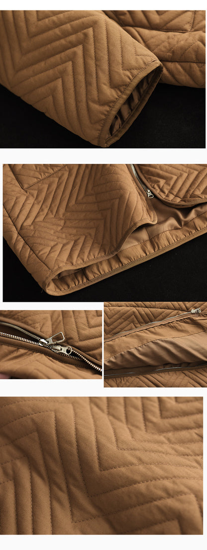 Retro Quilted Diamond Thickened Mid-length Coat