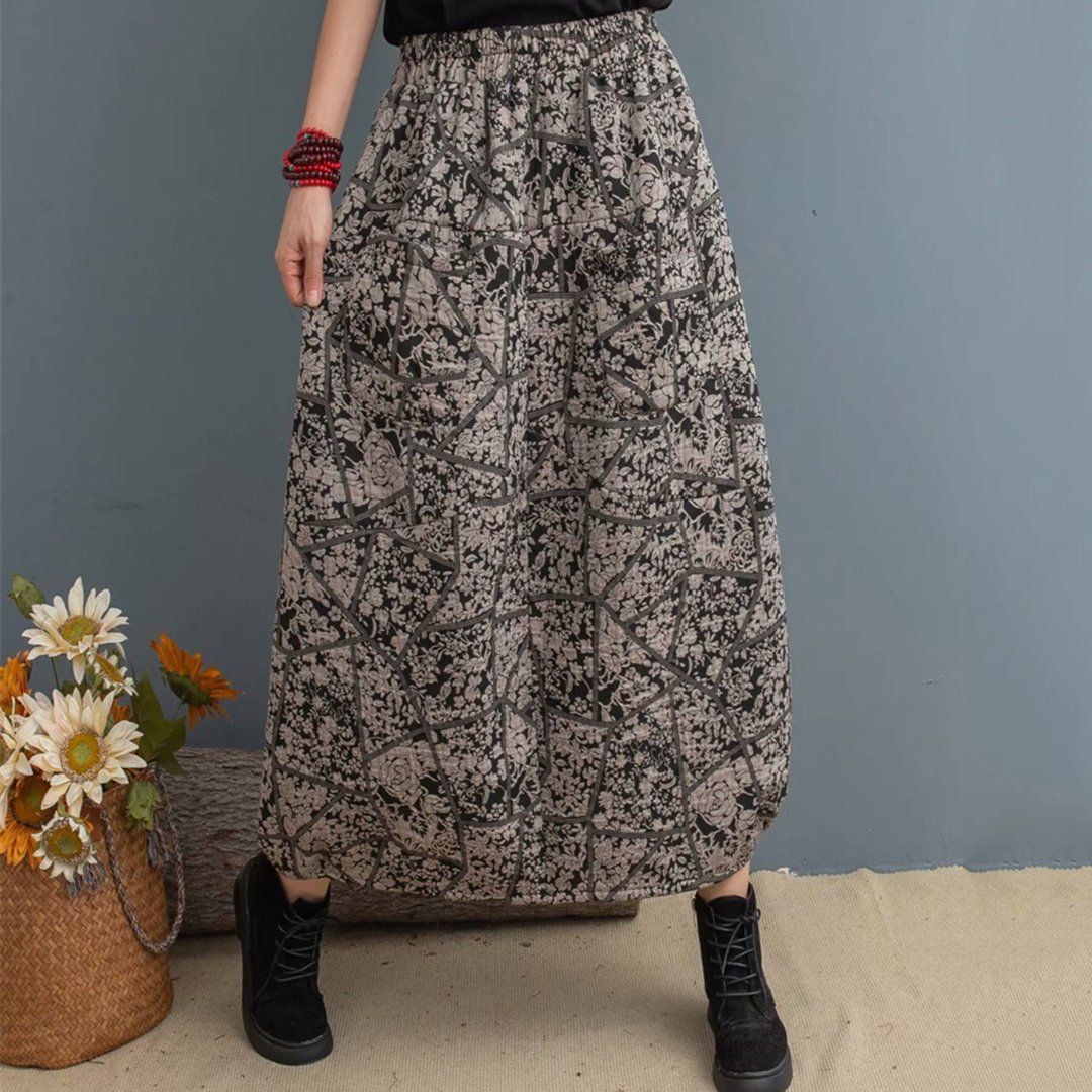 Printed Elastic Waist Skirt