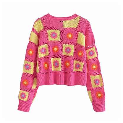 New Flower Crochet Sweater Cardigan Jacket 7250
