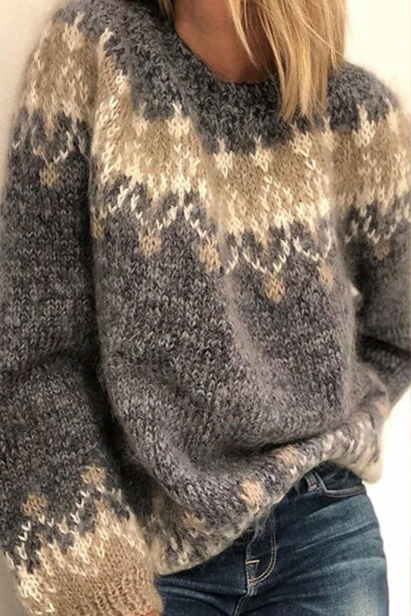 Jacquard Round Neck Sweater