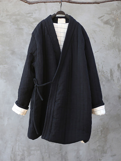 Winter Chinese Style Drawstring Pocket Coat