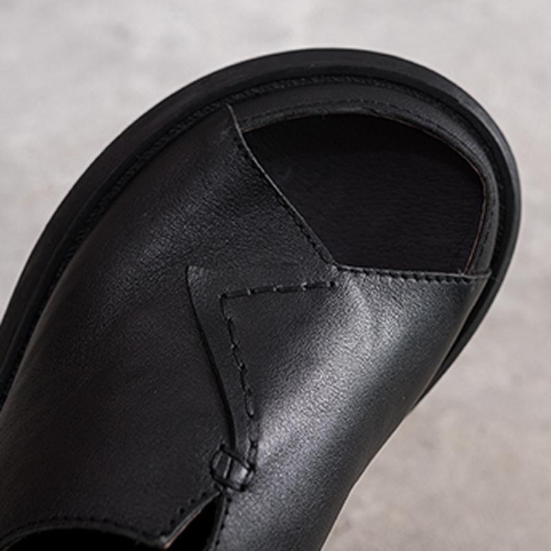 Sewing Platform Leather Slippers