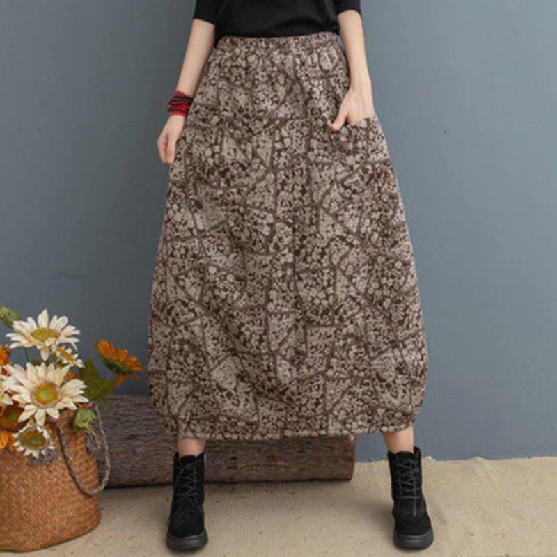 Printed Elastic Waist Skirt