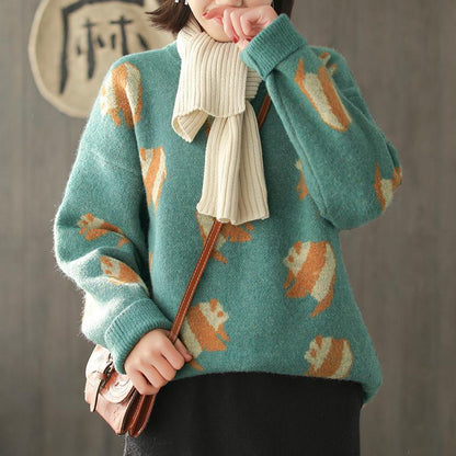 Loose Core Yarn Round Neck Sweater