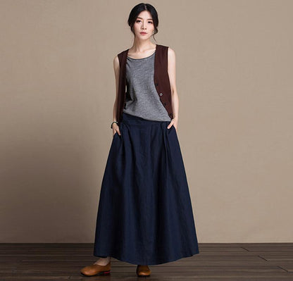 Cozy Linen New Loose Simple Skirt