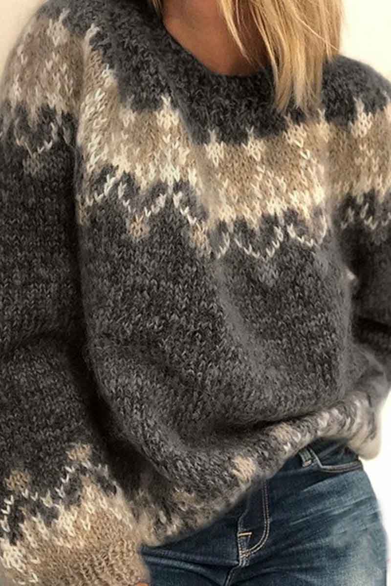 Loose Knitted Contrast Sweater