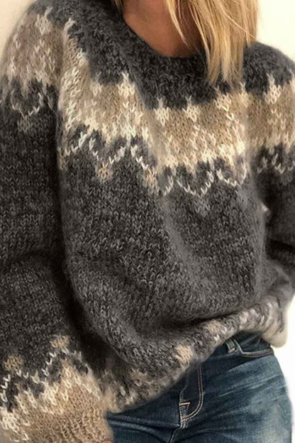 Loose Knitted Contrast Sweater