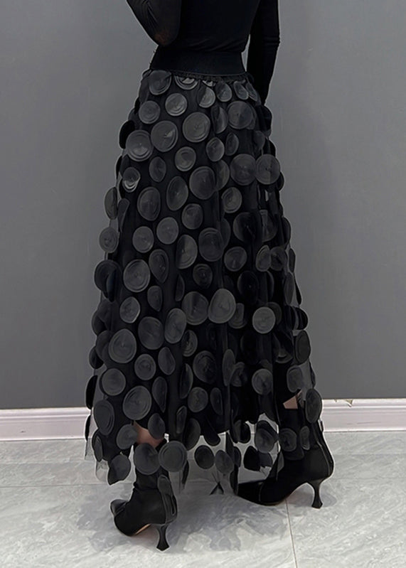 Black Dot Patchwork Tulle Skirt