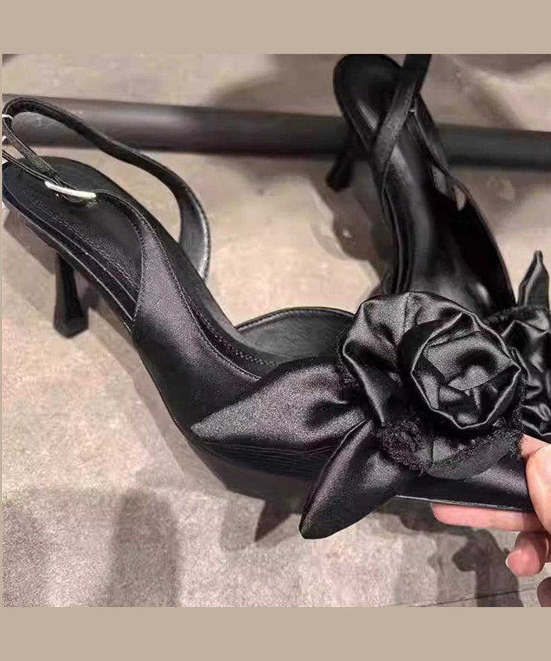 Stylish Black Splicing High Heel Sandals Pointed Toe