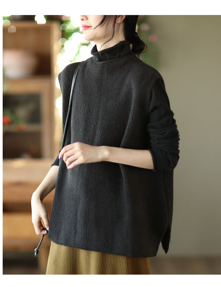 Temperament Loose Sleeveless Pullover Vest Literary Color Vest
