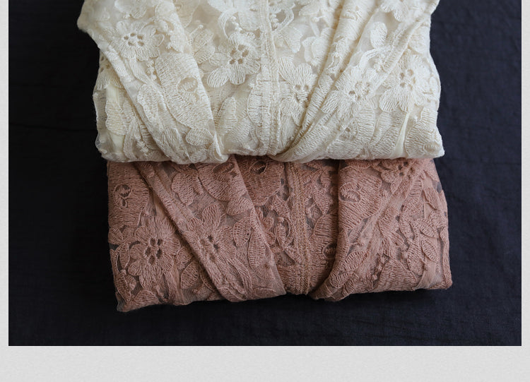 Loose Lace Embroidered Suit Collar Slim Coat