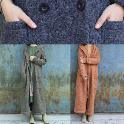 New Army Green Woolen Outwear Plussize Double Breastmaxi Coat Hooded Jackets