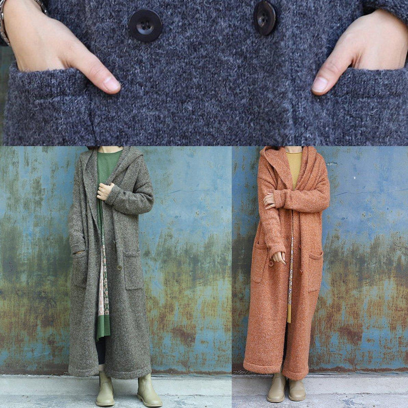 New Army Green Woolen Outwear Plussize Double Breastmaxi Coat Hooded Jackets