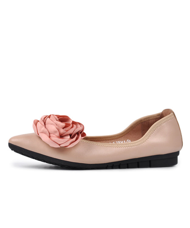 Apricot Flat Shoes for Splicing Pointed Toe