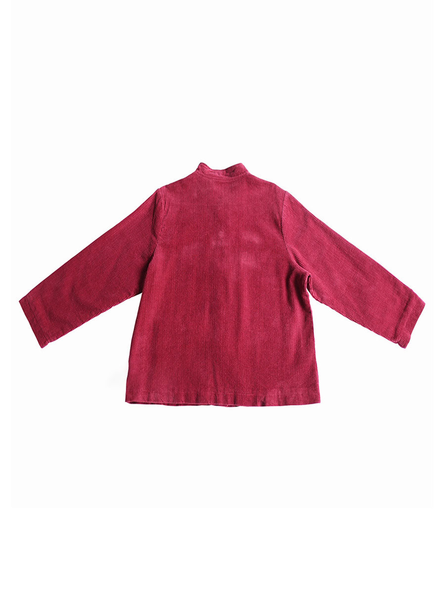 Winter Chinese Style Frog Corduroy Pocket Coat