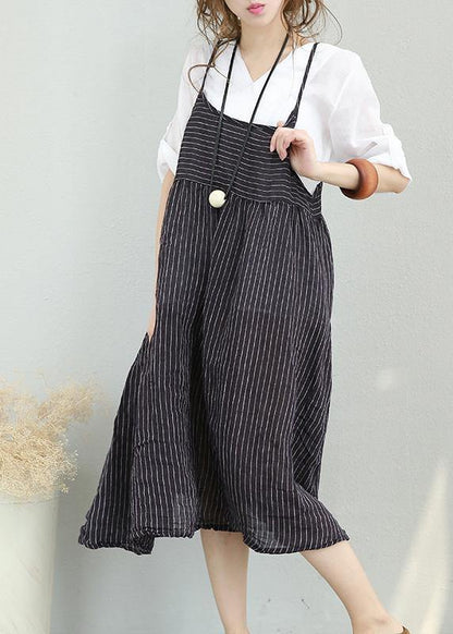 Chiffon Suspender Dress Summer Striped Midi Skirt
