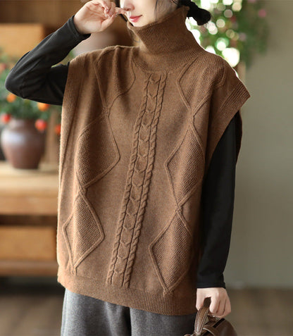 Twist Knit Turtleneck Vest