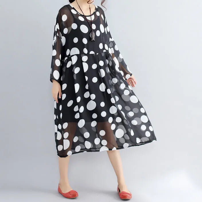 Stylish Photo Color Prints Pure Chiffon Dress Boutique Two Pieces Long Sleeve Clothing Dress