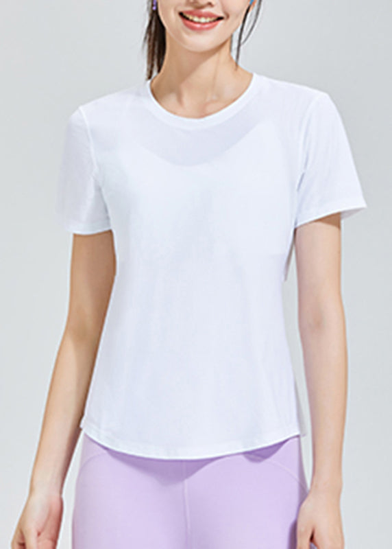 Simple Black O-neck Hollow Out Yoga Top Summer