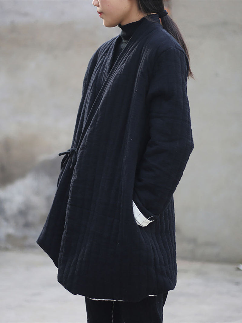 Winter Chinese Style Drawstring Pocket Coat