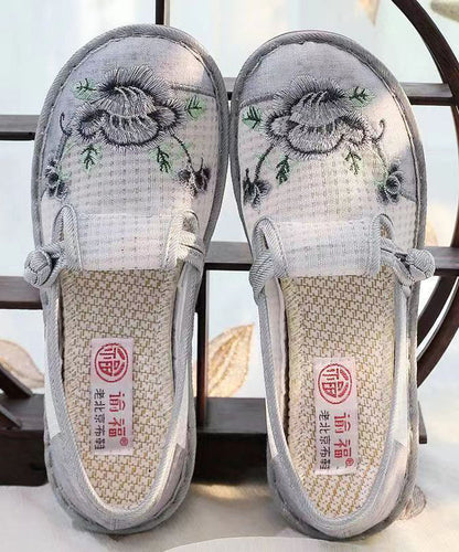 Embroidered Flat Feet Shoes Red Breathable Mesh