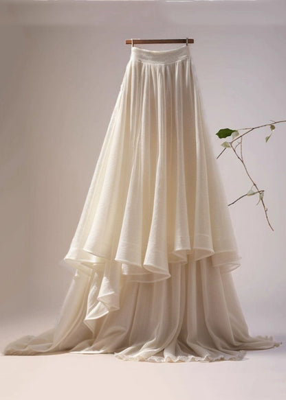 Apricot Wrinkled Cotton Maxi Skirts Summer