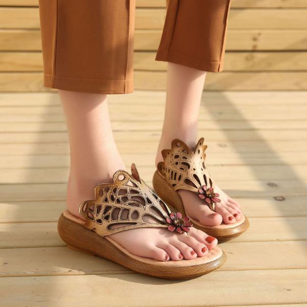 Leather Shoes Beige Portable Slippers