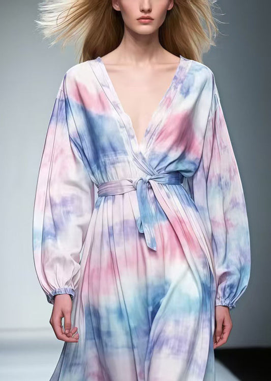 Rainbow Tie Dye Chiffon Tunic Dress Spring