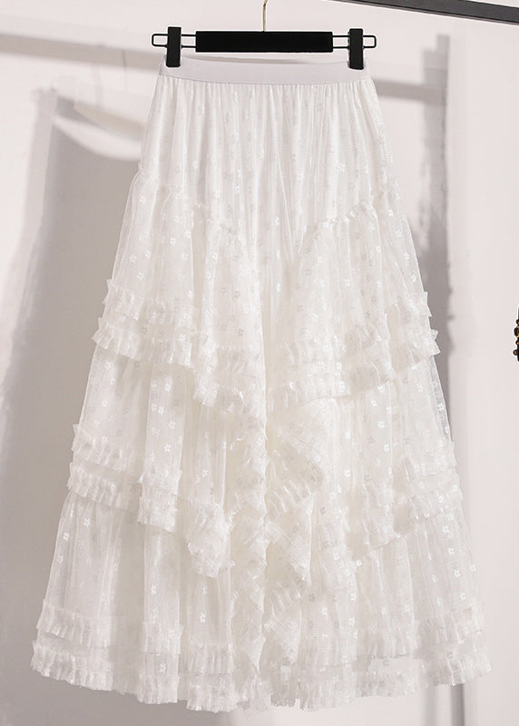 Black Ruffled Lace a Line Skirts Fall
