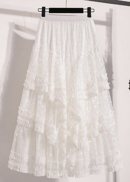 Black Ruffled Lace a Line Skirts Fall