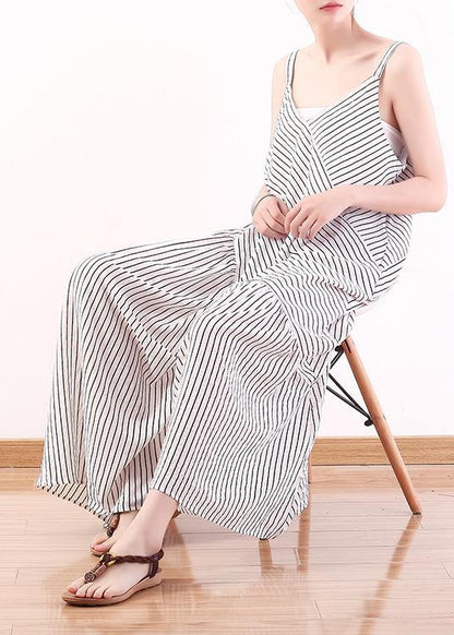 Italian Spaghetti Strap Asymmetric Chiffon Clothes for White Striped Dress Summer