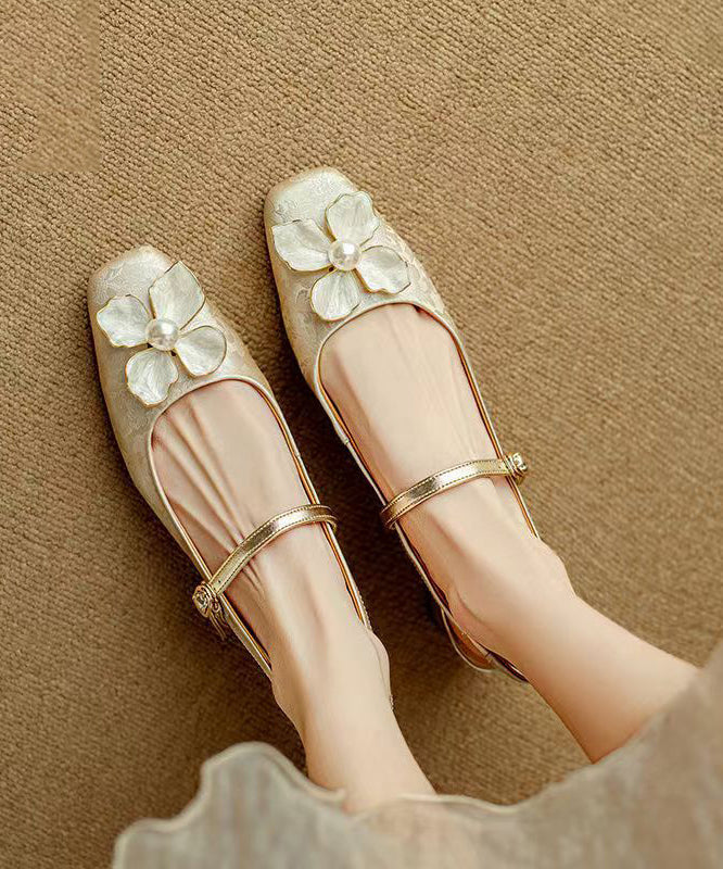 Green Chunky Chinese Style Buckle Strap Splicing Sandals