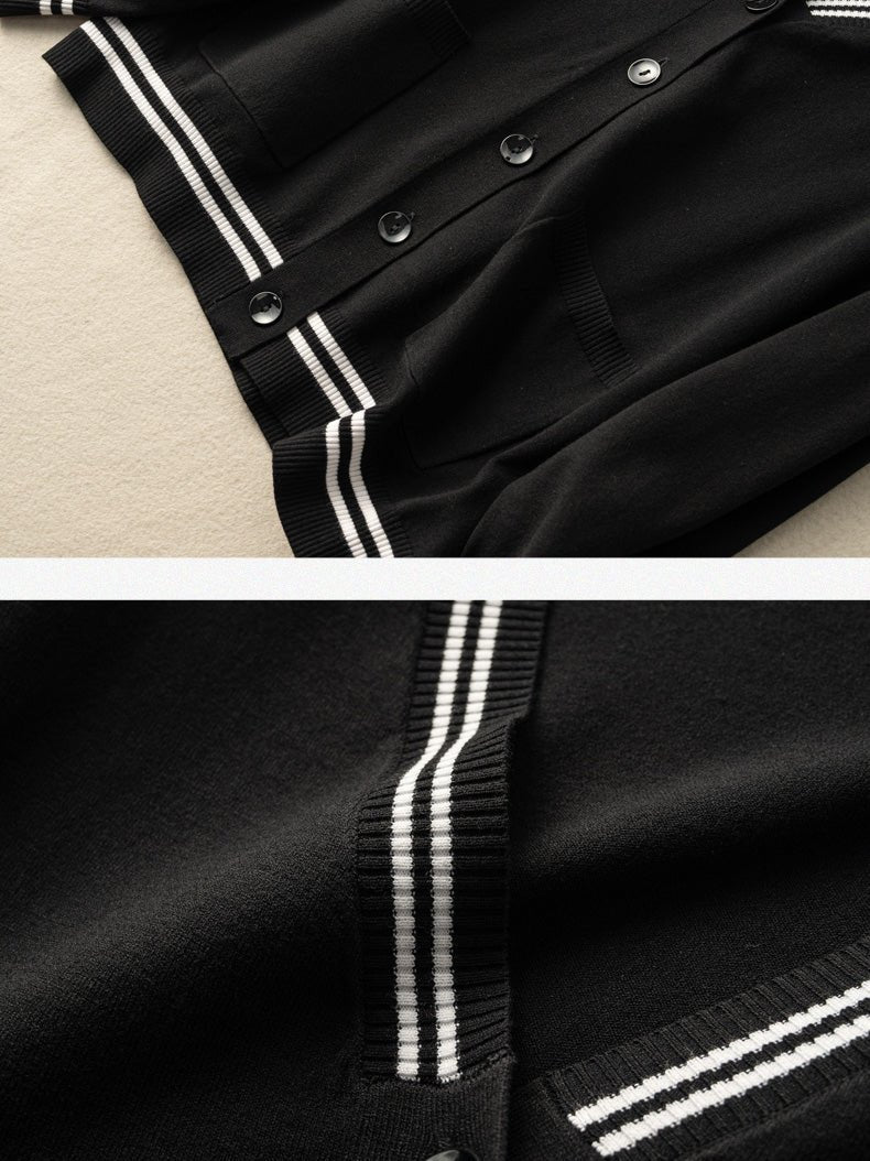 Knitwear Thin Section Literary Retro Wild Loose Striped Jacket in One-size