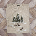 Snowy Christmas Reindeer Forest Embroidered Cozy Sweater artswardrobe