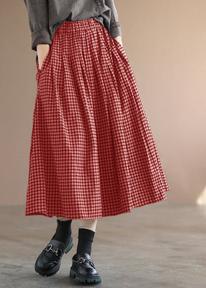 Handmade Purple Plaid Circle a Line Spring Skirts
