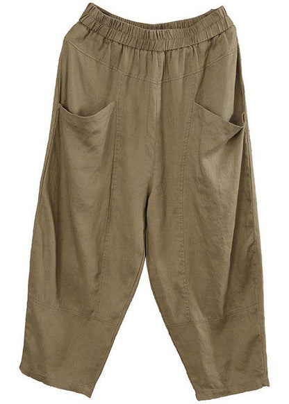 Chocolate Elastic Waist Linen Summer Pants